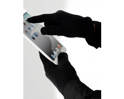 Touchscreen smart gloves zwart - Warme handschoenen met touchscreen vingers - Handschoenen winter L/XL heren en dames - 100% poly acryl (zacht aanvoelend) - Touch screen handschoenen zwart