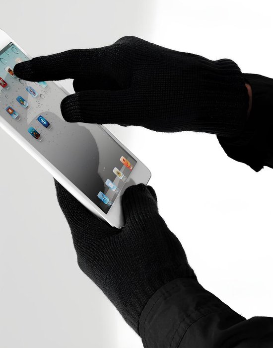 Touchscreen smart gloves zwart - Warme handschoenen met touchscreen vingers - Handschoenen winter L/XL heren en dames - 100% poly acryl (zacht aanvoelend) - Touch screen handschoenen zwart