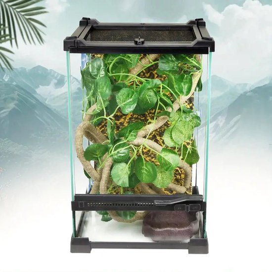 Crapelles Terrarium En Verre Pour Reptile Araignée Et Insectes, Kit De Style Gobi Canyon/steppe Pour Grenouille, Cricket, Tarentule, Petit Animal De Compagnie, Tapis Lavable, Cachette De Grotte