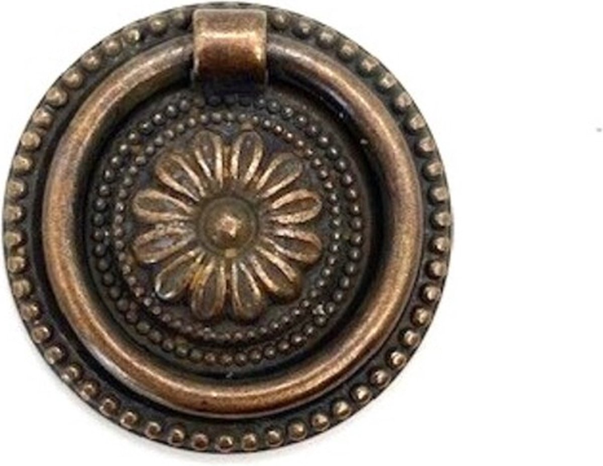Ringgreep Messing antiek midden 47mm