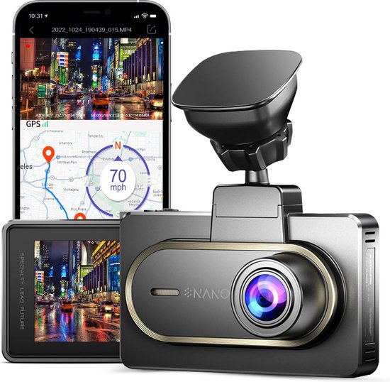 Nanocam M27 32gb dashcam voor auto - 2K Quad HD resolutie met HDR - Wifi - Gps - 32gb SD - Super compact - 150 graden kijkhoek - Nachtzicht - Parkeermodus - 3.0 inch IPS LCD - 2025 model - dashcam voor auto met optionele achter camera