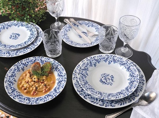 Tognana Astrid Service de vaisselle pour 6 personnes, 18 pièces, porcelaine, blanc