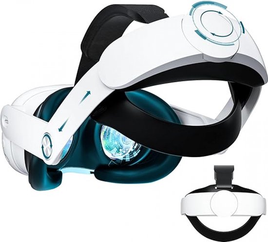 Elite Strap Geschikt voor Meta Quest 3 VR-Bril - Verstelbaar - Verstelbare Comfortabele Strap - 3D Bril Accessoires - Wit - Hoofdkussen - Anti Scratch Lens Cover Geschikt - VR-bril niet inbegrepen!