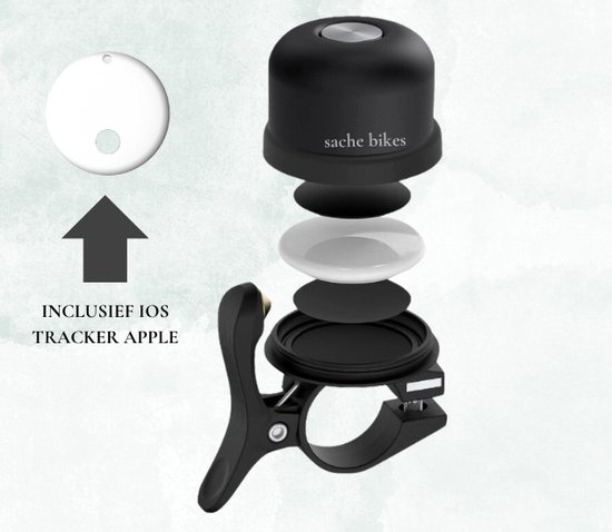 Tracker Fietsbel met Apple AirTag houder – waterdichte koperen bel voor e-bike, fatbike, mountainbike, stadsfiets