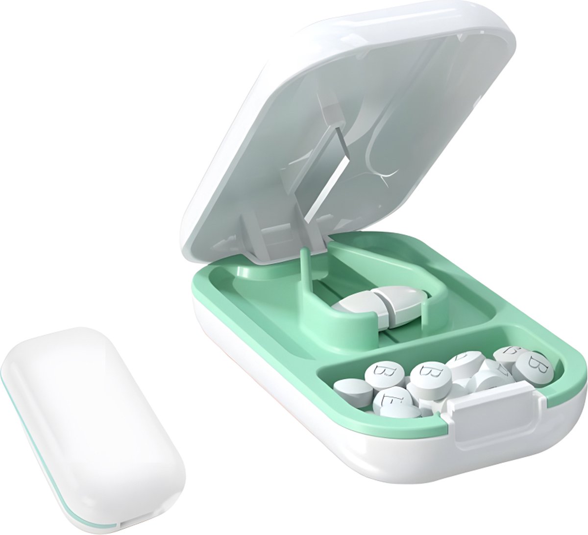 Goedkoopste Pillensnijder - Pillensplijter - Tablettensplitter - Tablettensnijder - Waterdicht En Stofdicht - Nauwkeurig Snijden - Medicijnsnijder - Bewaardoosje Voor Pillen - Pillendoosje - Verwijderbaar - Draagbaar Snijmechanisme - Handig En Veilig - Wit