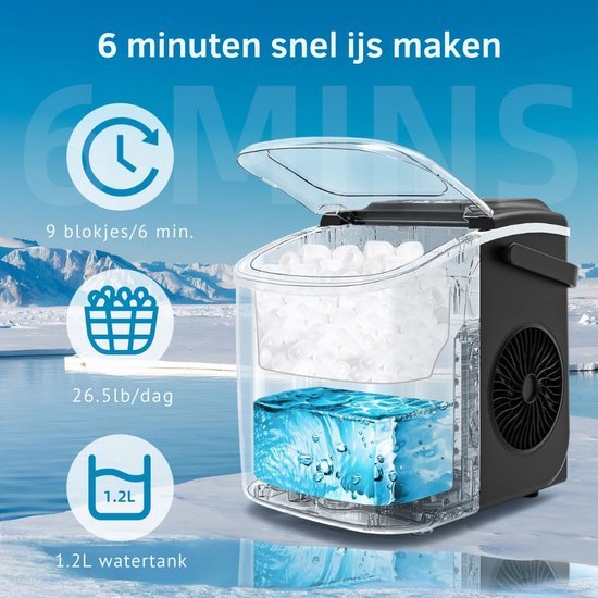 Luxe Ijsblokjesmachine - Crushed Ice - Zelfreinigend - Snelle Producte - Voor Horeca & Thuis - Eenvoudige Bediening - ABS - Zwart van Luxe. — afbeelding 3