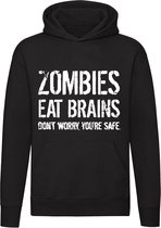 Les zombies mangent des cerveaux | bête | stupide | cerveau | cerveau | halloween | dérange | Manger | sûr | drôle | Unisexe | Pull | Sweat | Hoodie | Capuche | Noir