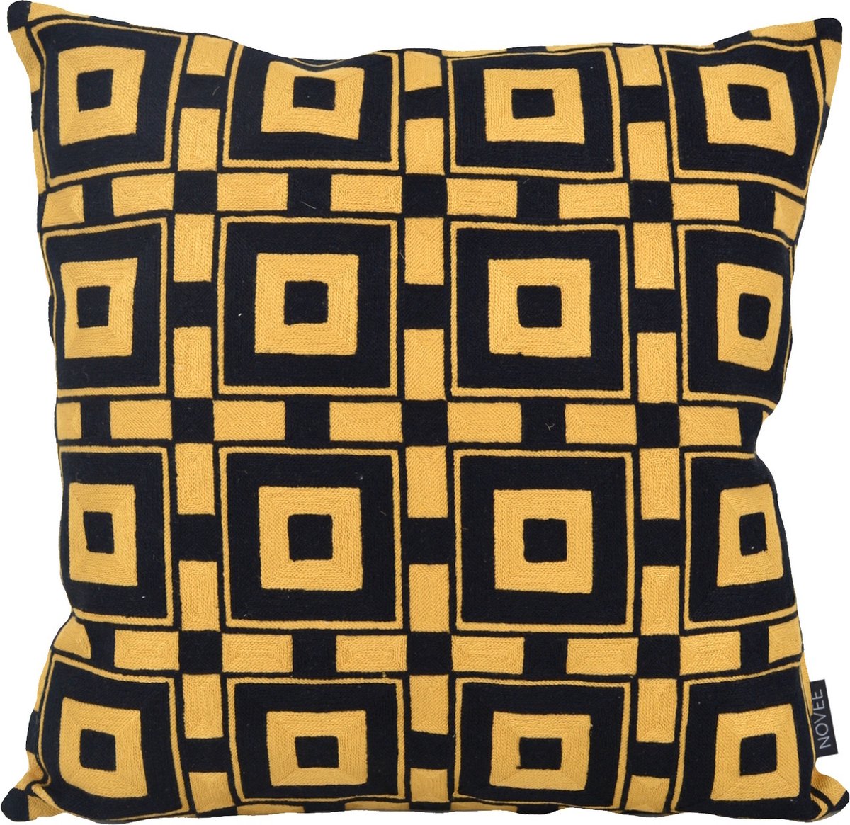 NOVÉE Vanity Square Kussenhoes | 45x45 cm | Katoen Geel-Zwart
