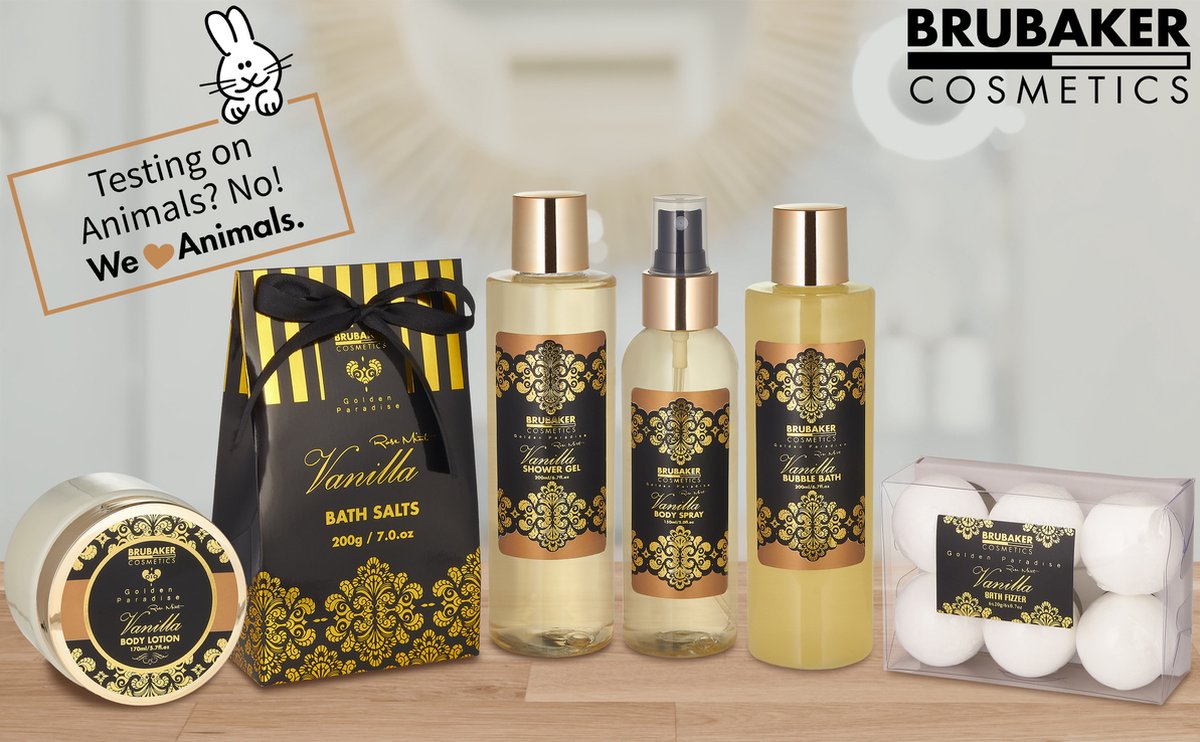 BRUBAKER Cosmetics Bad en Body Set - Vanille Mint Geur - Cadeautip Vrouw - Cadeau Idee - 14-delige Cadeauset in mand - Cadeau - Bodylotion - douchegel - Moederdag Cadeautje — cadeau in Verzorging - foto 3