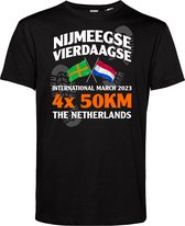 T-shirt Vierdaagse 4x 50 km | Vierdaagse shirt | Wandelvierdaagse Nijmegen | Roze woensdag | Zwart | maat L