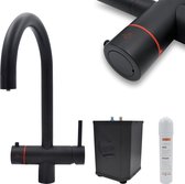 Bol.com Watura - Exclusief met 3 jaar garantie - 4 in 1 - Koud warm gefilterd & kokend water kraan - RVS Mat Zwart (model C) - B... aanbieding