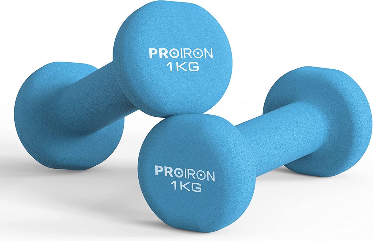 PROIRON Neopreen Dumbbellset - 2 x 1 kg - Blauw