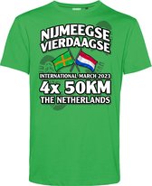 T-shirt Vierdaagse 4x 50 km | Vierdaagse shirt | Wandelvierdaagse Nijmegen | Roze woensdag | Groen | maat S