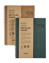Brepols Agenda 2024 • Ecotiming • Gerecycleerd papier • Wire-O spiraal • 17,1 x 22 cm • Groen