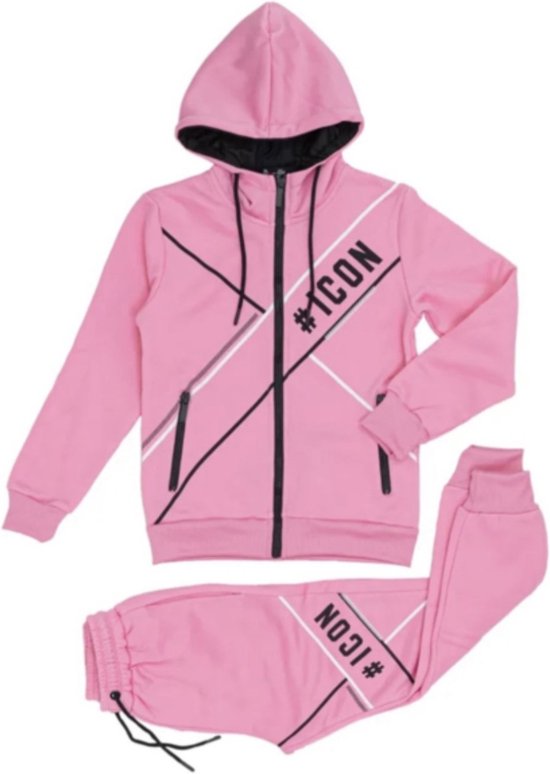 Meisjes Trainingspak | Joggingset Icon Roze, verkrijgbaar in de maten 104  t/m 164 | bol.com