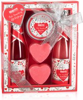 BRUBAKER Cosmetics Set Bain et Douche 5 pièces Strawberry Sweet Love - Set cadeau avec Design Fleurs - Idée cadeau pour femme et homme - Rose