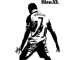 Cristiano Ronaldo XL Muursticker - Topcadeaus - Cadeau - Poster - - zwart wit - 58cm x 78cm