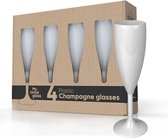 MyDrinkglass Champagneglazen Givet Wit | Champagneglazen Plastic | 4 Stuks | Camping Glazen | Zero Waste | Herbruikbaar | Onbreekbaar Champagneglas | 190 ml |