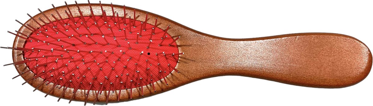 Anti Klit Haarborstel - Hout - Met Metalen Pinnetjes - 22.5 x 6.5cm