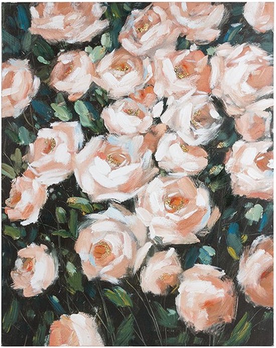 Olieverfschilderij Roses Dennenhout (80 X 4 x 100 cm)