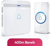AVANTEK Draadloze deurbel met 1 ontvanger - Wit - Bereik 400 meter - Waterdicht - Ontvangers zonder batterijen - 52 melodieën