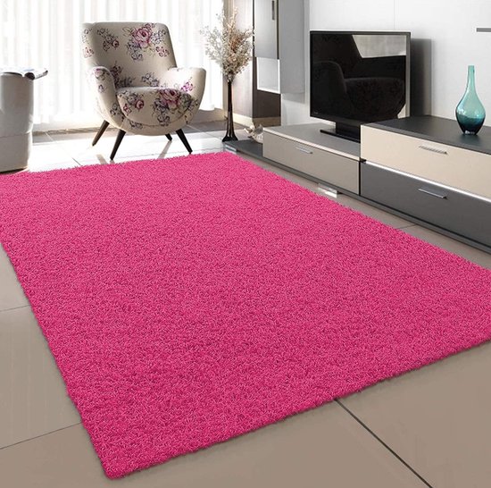 Muratap Loca Shaggy Vloerkleed Roze - 200x290 CM - Vloerkleed Hoogpolig - Tapijt Woonkamer, Slaapkamer