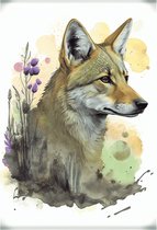 Dierenposter | Abstract poster | Coyote poster | Natuurposter | 51x71cm | Geschikt om in te lijsten