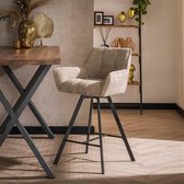 Bol.com Hoyz - Barstoel Raster Boucle Zand - Draaibaar - 2 Stuks aanbieding