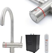 Bol.com Watura - Exclusief met 3 jaar garantie - 4 in 1 - Koud warm gefilterd & kokend water kraan - RVS (model C) - Boiler & fi... aanbieding