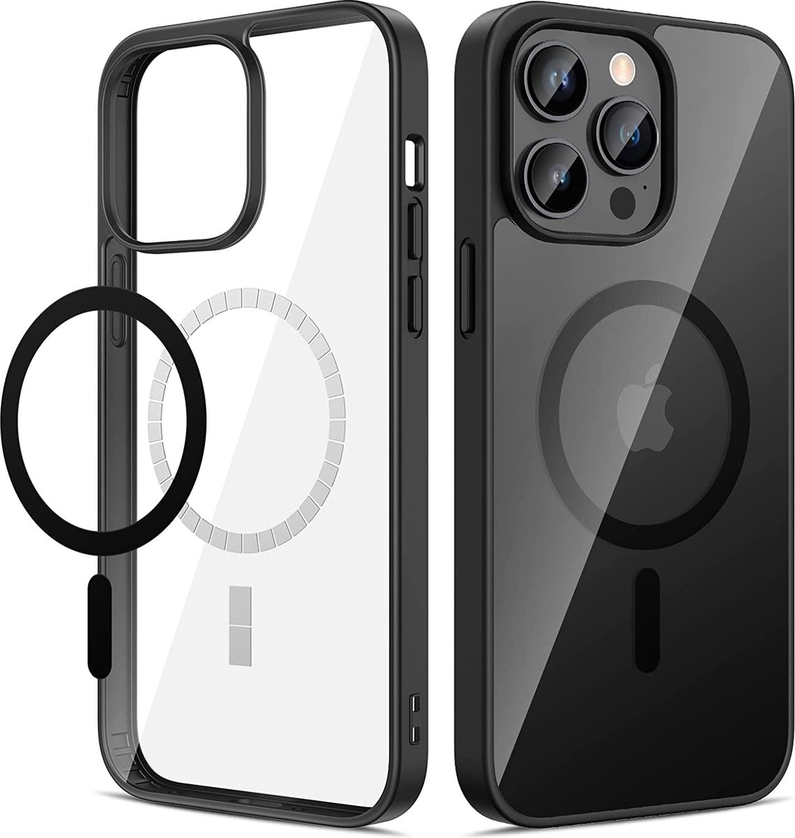 Hoesje Zwart - Case Transparant Zwart - Hoesje - Shockproof Hoesje - Transparant Hoesje Zwart - Geschikt voor iPhone 12 Pro MagSafe