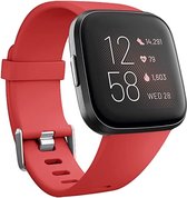 Siliconen Smartwatch bandje - Geschikt voor Fitbit Versa / Versa 2 silicone band - rood - Strap-it Horlogeband / Polsband / Armband - Maat: Maat S