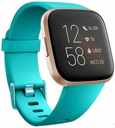Siliconen Smartwatch bandje - Geschikt voor Fitbit Versa / Versa 2 silicone band - aqua - Strap-it Horlogeband / Polsband / Armband - Maat: Maat S