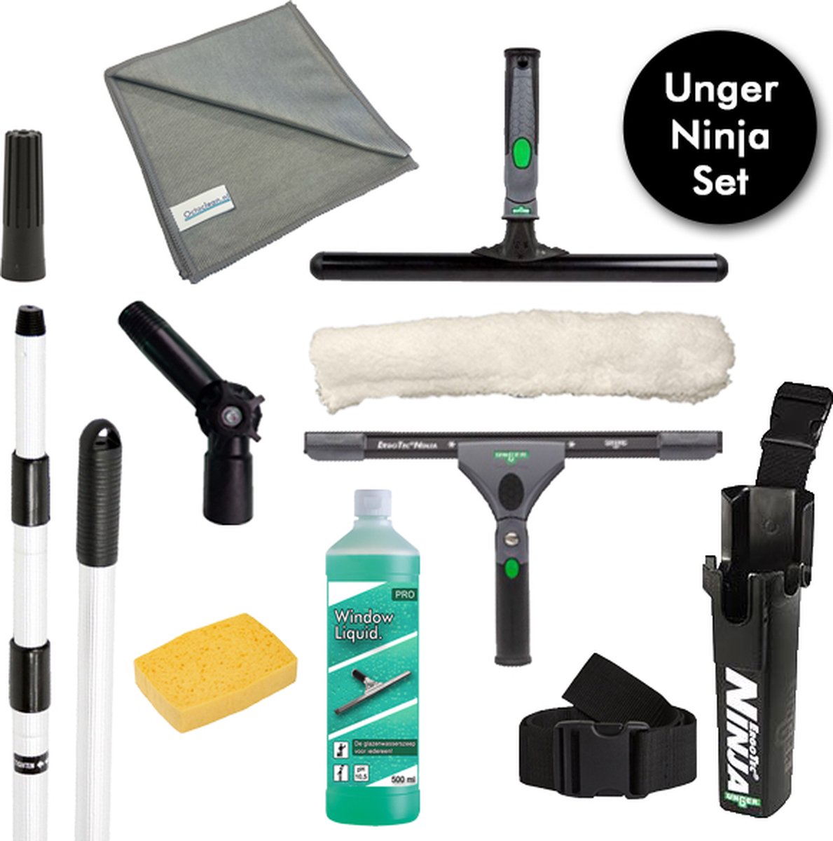 UNGER - Kit de nettoyage des vitres complet Set ERGOTEC