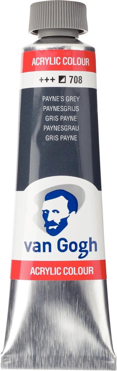 Van Gogh Acrylverf Grijs - Acrylpaint - 708 Paynesgrijs - Acrylic Verf Paint - Acrylaatverf - Grijze Hobbyverf - Watergedragen Verf - Sneldrogende Pigmentrijke Verf - 40ml