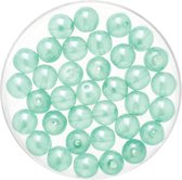 50x stuks sieraden maken Boheemse glaskralen in het transparant aqua blauw van 6 mmÂ - Kunststof reigkralen