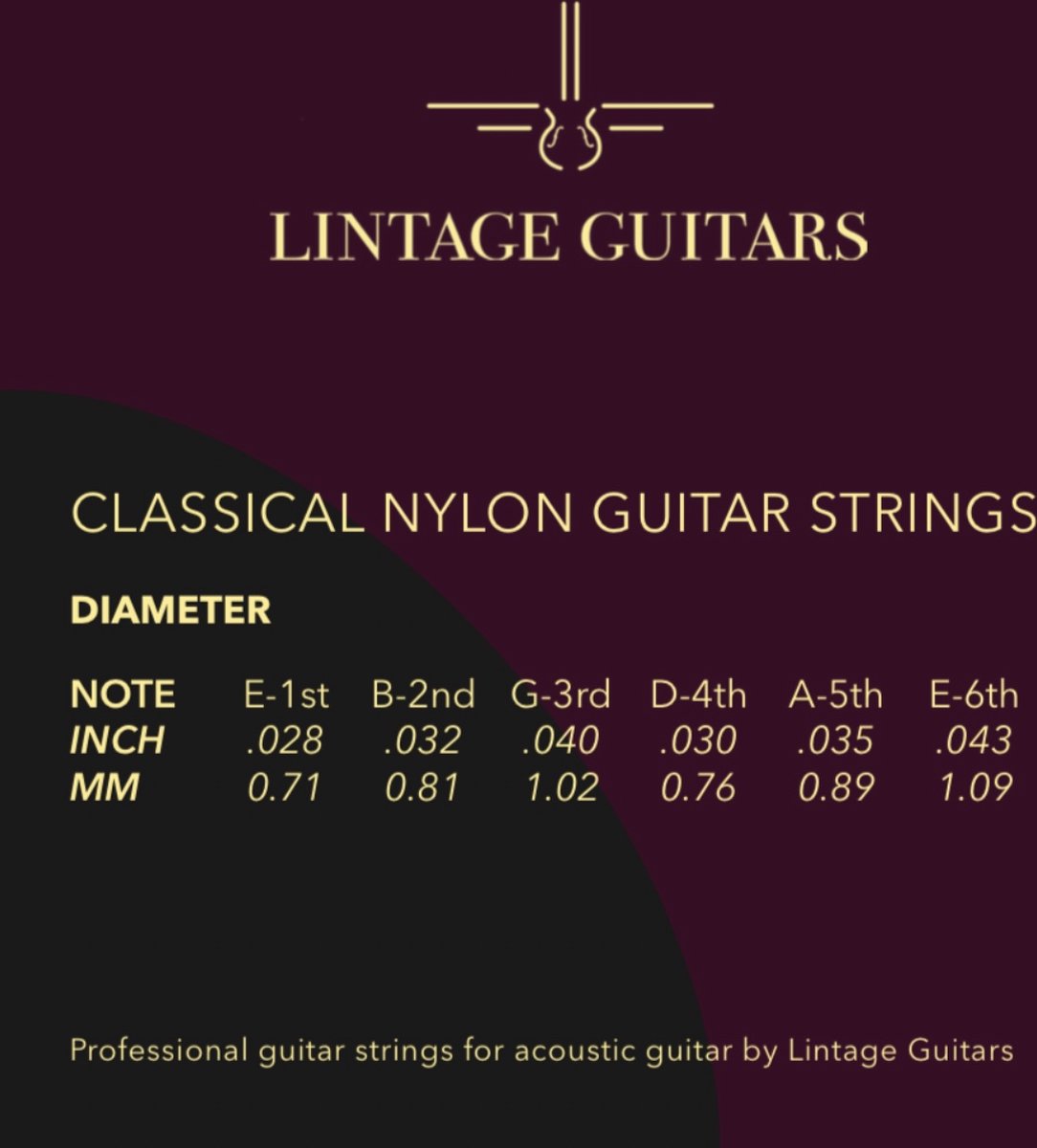 Lintage Guitars® - Cordes de guitare en nylon CS-01A - Guitare acoustique -  Set de