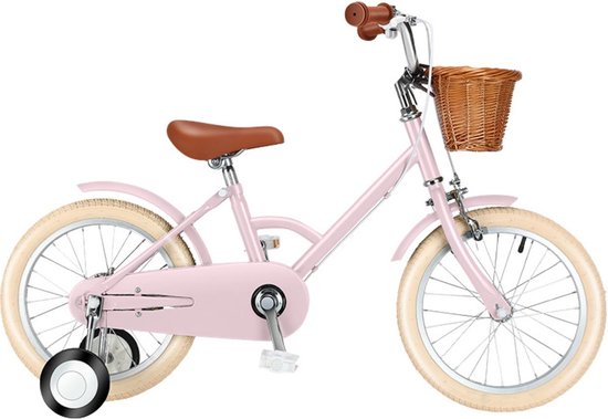 Vélo pour enfants Speedy Pink 14 pouces avec panier et roues d'entraînement  | Freins à... | bol