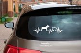 bull terrier 3 x – autosticker - stickers voor raam auto deur muur laptop - heartbeat - ras - hondensticker - hondenlijn - Doglove - Abany quality design