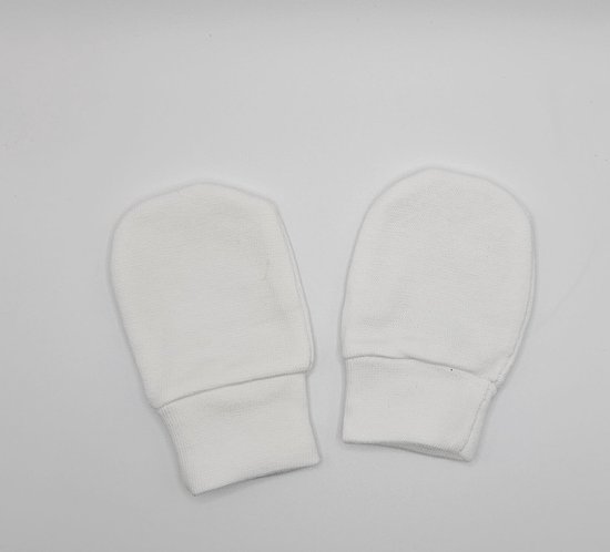 Baby krabwantjes baby handschoentjes wit | 0-2 maanden | anti krabwanten newborn