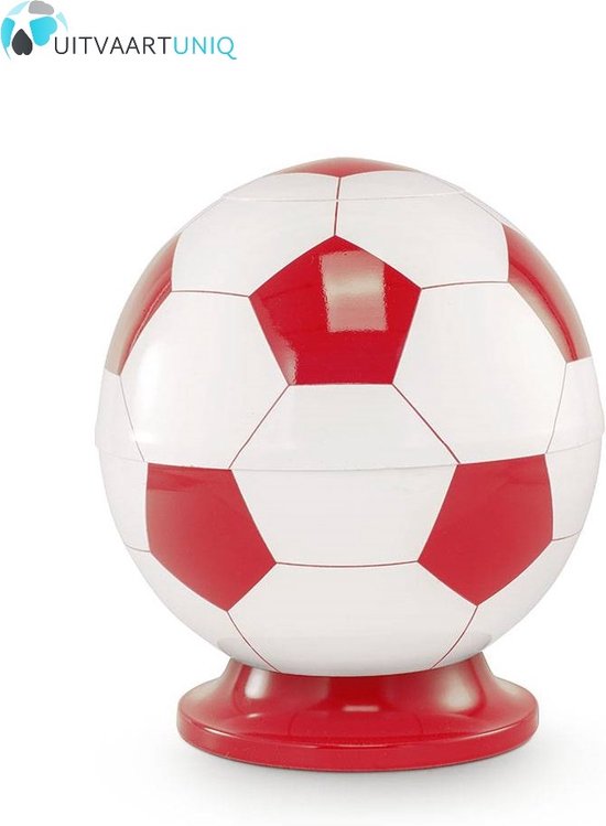 Kinder urn voetbal wit en rood - messing