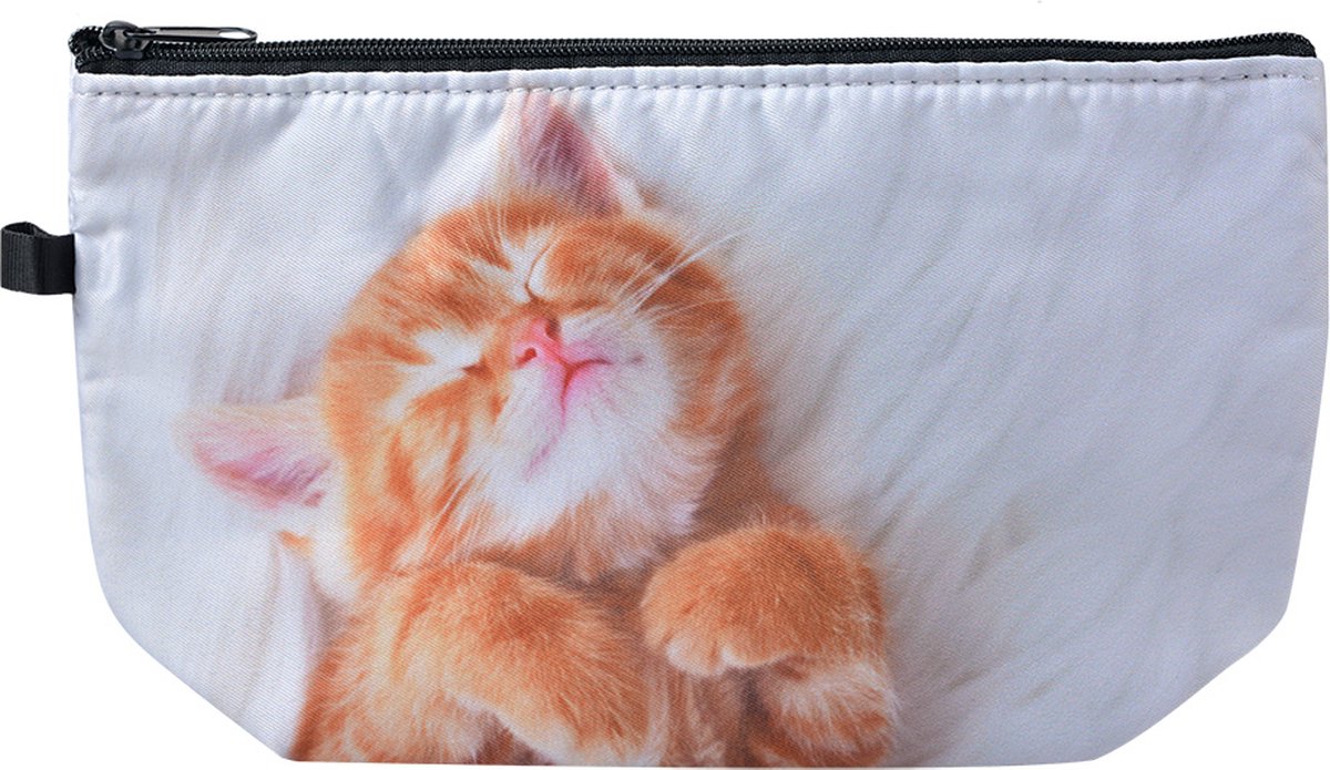Juleeze Toilettas Dames 22x13x18 cm Grijs Polyester Kat