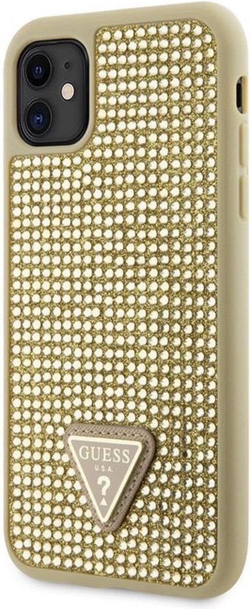 Guess Rhinestones Triangle Logo Back Cover - Geschikt voor Apple iPhone 11/XR (6.1") - Goud