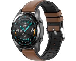 By Qubix leer + siliconen bandje 22mm - Bruin - Geschikt voor Samsung Galaxy Watch 3 (45mm) - Galaxy Watch 46mm - Gear S3 Classic & Frontier