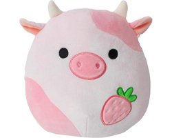 foto van Klikkopers Kawaii knuffel - Roze koe met aardbei - Zacht en veilig speelgoed