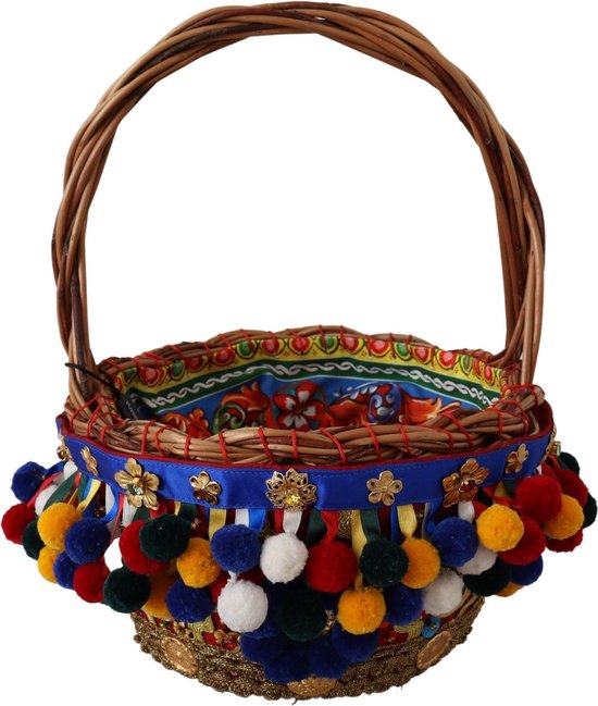Cabas Agnese Basket orné de Cotton multicolore