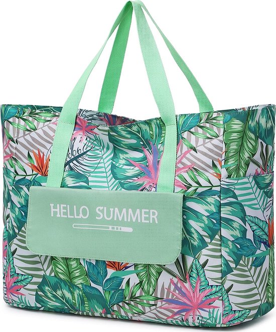 Yeelan Sac De Plage XXL En Maille Avec Fermeture Éclair - Grand Sac Bain Femme, Shopping Et Voyage - Noir