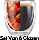 Powarkleen® - 250ml Set met 6 Dubbelwandige Theeglazen - Koffieglazen - Dubbelwandige Glazen