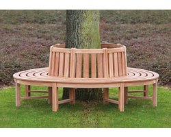 VKT Tuinbank Teak Boombank, Binnen-/buitendiameter: 110/220 cm, Hoogte 90 cm, Zithoogte 46 cm. Inclusief bevestigingsmaterialen