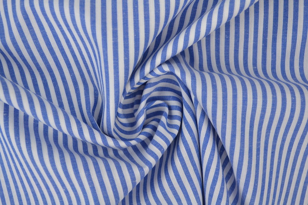 10 meter gestreepte stof - Blauw/wit gestreept - 2,5mm strepen