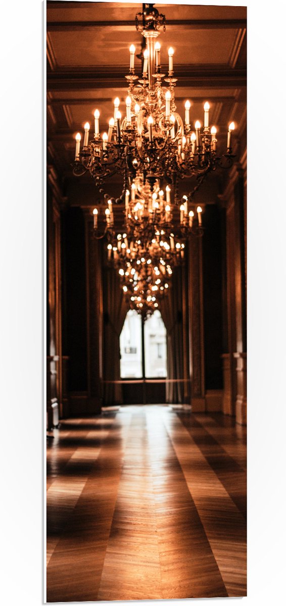 PVC Schuimplaat - Kroonluchter in de Hal - 30x90 cm Foto op PVC Schuimplaat (Met Ophangsys